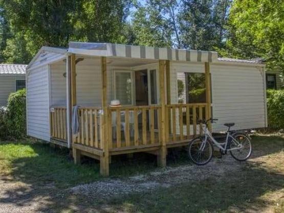 Mobilheim Loggia 24m² - 2 Zimmer - überdachte Terrasse  9m² - TV