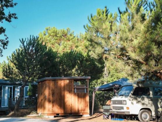 PREMIUM  PITCH ( tent/caravan/campervan) with private lavatory, fridge, sink  and plancha