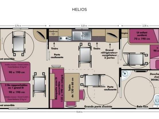 Mobile-home - adapted to the people with reduced mobility  CONFORT PMR  Plus (3 adultes max + 1 enfa