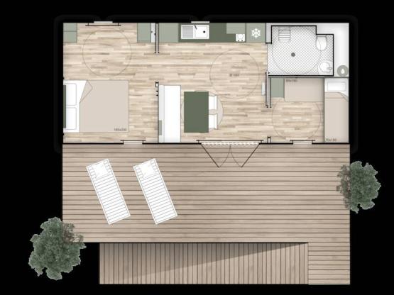 Mobile home 2bed PMR 35m² - covered terrace - optional air conditioning