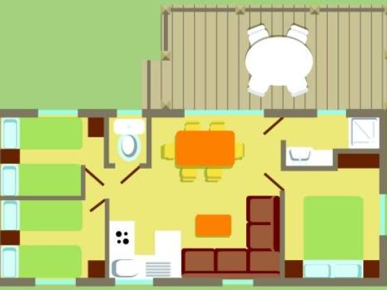 Mobil home Confort 29m² (3 bedrooms) + sheltered terrace 14m²