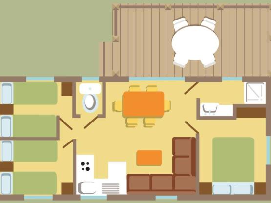 Mobil-home Confort+ 31m² (3 bedrooms) + sheltered terrace 14 m²