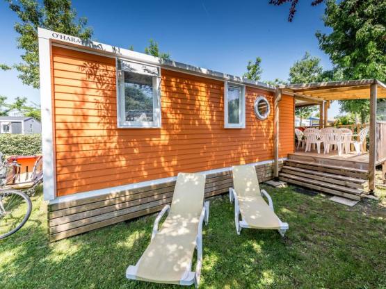 Mobilheim BIEN-ETRE 3 Zimmer 29,7m²,6 Pers., überdachte Terrasse, Klimaanlage.