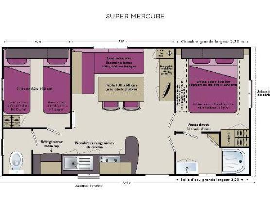 Mobile-home Riviera Confort 27.5m² / 2 bedrooms - Terrace