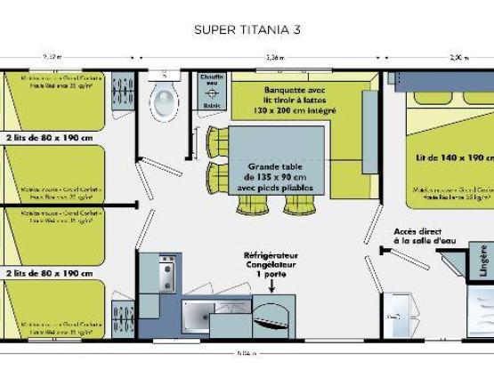 Mobile-home Titania Confort 29.7m² / 3 bedrooms - Terrace
