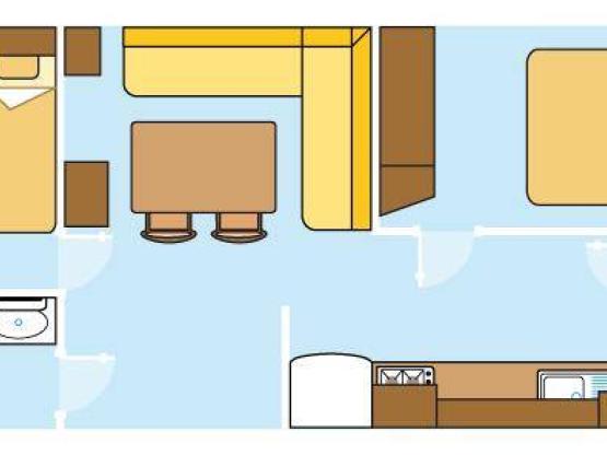 Mobil home Eco 4pers 38m² avec terrasse couverte 2 chambres,