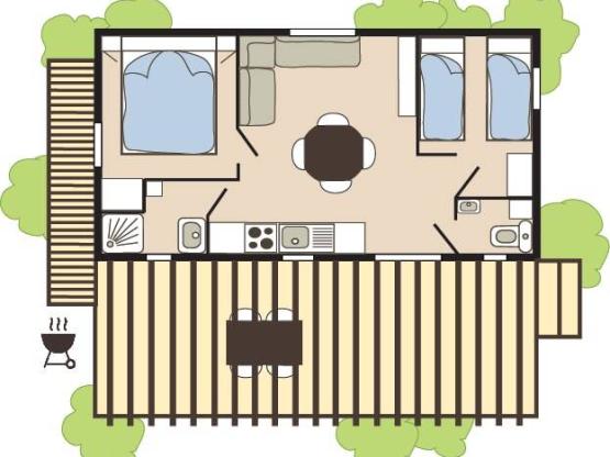Wooden cabin Pêcheur Specific 2 bedrooms PREMIUM Air conditioning