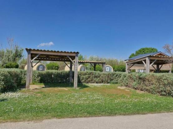 Camping pitch with arbor